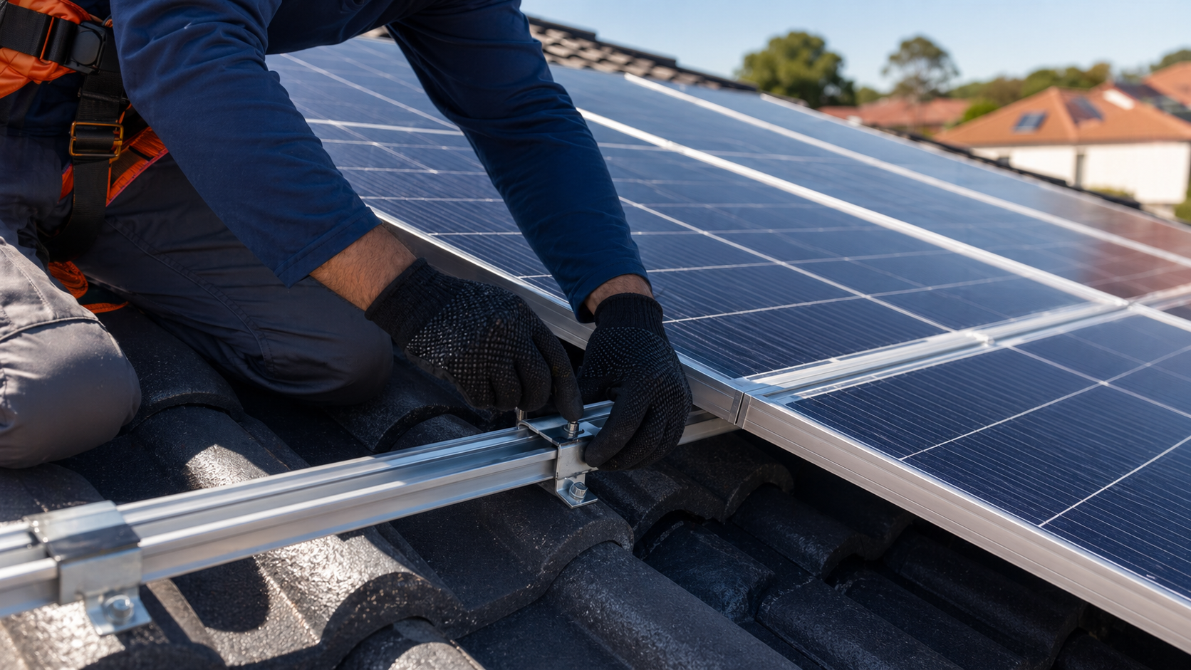 Sistema de energia solar instalado em residencia